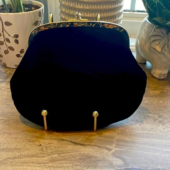 Vintage Black Velvet Clutch - Picture 1 of 7